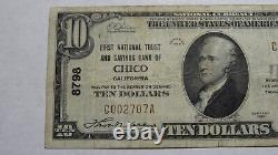 10 $ 1929 Chico California Ca National Currency Bank Note Bill! Ch. #8798 Amende