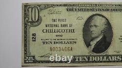 $10 1929 Chillicothe Ohio Oh National Monnaie Banque Note Bill Ch #128 Fine