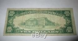 10 $ 1929 Christiana Pennsylvania Pa Banque Nationale Monnaie Note Bill! # 7078 Vf
