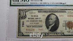 10 $ 1929 Clarksburg West Virginia Wv National Currency Bank Note Bill #7681 Vf30