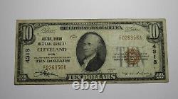 10 $ 1929 Cleveland Ohio Oh National Monnaie Banque Bill! Charte #4318 Rare