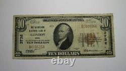 10 1929 Clinton Iowa Ia Monnaie Nationale Banque Note Bill Charte #3736 Vf