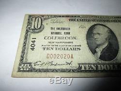 10 $ 1929 Colebrook New Hampshire Billets De Banque En Monnaie Nationale Nh Note # 4041 Fine