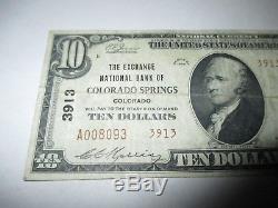 10 $ 1929 Colorado Springs Colorado Co Monnaie Nationale Note De Banque Bill 3913 Fine