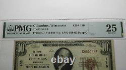 10 $ 1929 Columbus Wisconsin Wi Monnaie Nationale Note De Banque Bill Ch #178 Vf25 Pmg