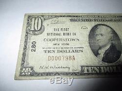 10 $ 1929 Cooperstown New York Ny Note De La Banque Nationale De Billets Bill Ch. # 280 Fine