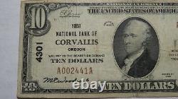 10 1929 Corvallis Oregon Ou Banque Nationale De Devises Note Bill Ch. #4301 Fine