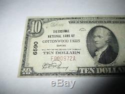 10 $ 1929 Cottonwood Falls Kansas Ks Banque Nationale De Billets De Banque Note! # 6590 Vf
