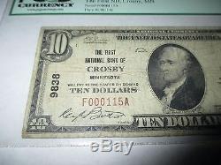 10 $ 1929 Crosby Minnesota Mn Billet De Banque! # 9838 Pcgs Fin