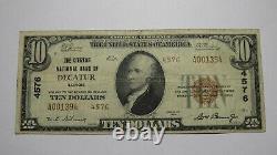 10 1929 Decatur Illinois IL Monnaie Nationale Note De Banque Bill Ch. #3303 Rare