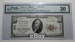 10 $ 1929 Delavan Illinois IL Banque Nationale Monnaie Note Bill! Ch. # 3781 Vf30