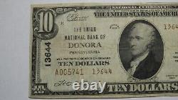 10 $ 1929 Donora Pennsylvania Ap Banque Nationale De Devises Note Bill! Ch. #13644 Vf+