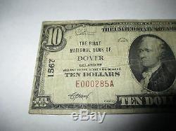 10 $ 1929 Dover Delaware De Banque Nationale Monnaie Note Bill Ch. # 1567 Fin