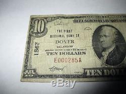 10 $ 1929 Dover Delaware De Monnaie Nationale Note De Banque Bill Ch. # 1567 Amende