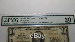10 $ 1929 Dyersville Iowa Ia Banque Nationale Monnaie Note Bill Ch. # 9555 Vf20 Pmg
