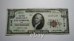 $10 1929 East Liverpool Ohio Oh National Monnaie Bank Note Bill Charter #2146