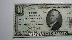 $10 1929 East Liverpool Ohio Oh National Monnaie Bank Note Bill Charter #2146
