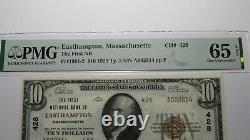 10 1929 Easthampton Massachusetts Monnaie Nationale Note Bill Unc65epq Pmg