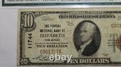 $10 1929 Elizabeth New Jersey Nj National Currency Bank Note Bill! Ch. #11744 Vf