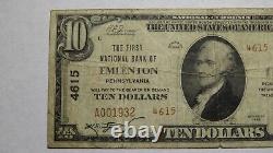 $10 1929 Emlenton Pennsylvania Ap National Monnaie Banque Note Bill! Ch. #4615