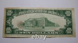 $10 1929 Evansville Indiana En Monnaie Nationale Note De La Banque Bill Ch. N°12444 Vf