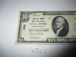 10 $ 1929 Fall River Massachusetts Ma Banque Nationale Monnaie Note Bill # 590 Amende