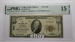 10 1929 Fargo Dakota Du Nord Nd Monnaie Nationale Note De La Banque Bill Ch #5087 F15 Pmg