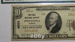 10 1929 Fernandina Florida Fl Monnaie Nationale Banque Note Bill Ch. #4558 Vf25