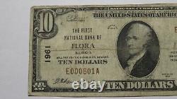 10 1929 Flora Illinois IL Monnaie Nationale Note De Banque Bill Ch. #1961 Fine