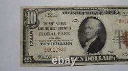 10 1929 Floral Park New York Ny Monnaie Nationale Banque Note Bill Ch #12449 Fine