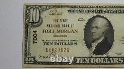 10 1929 Fort Morgan Colorado Co Monnaie Nationale Banque Note Bill Ch. #7004 Fine