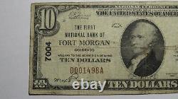 10 1929 Fort Morgan Colorado Co Monnaie Nationale Banque Note Bill Ch. #7004 Rare