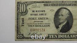 10 1929 Fort Smith Arkansas Ar Banque Nationale De Devises Note Bill Ch. #7240 Fine