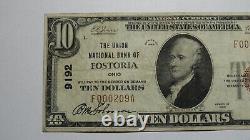 10 $ 1929 Fostoria Ohio Oh Monnaie Nationale Banque Bill Charte #9192 Vf