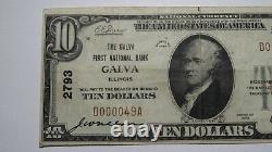 $10 1929 Galva Illinois IL National Currency Bank Note Bill Charter #2793 Vf+