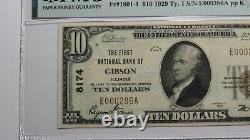 10 1929 Gibson Illinois IL Monnaie Nationale Banque Note Bill Ch. #8174 Vf35 Pmg