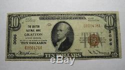 10 $ 1929 Grafton Dakota Du Nord Nd Banque Nationale Monnaie Note Bill Ch. # 3096 Fin