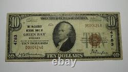 10 $ 1929 Green Bay Wisconsin Wi Banque Nationale De Devises Note Bill Ch #4783 Fine