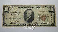 10 1929 Greenup Illinois IL Monnaie Nationale Note De Banque Bill Ch. #8115 Fine++