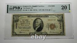 10 $ 1929 Greenville Caroline Du Sud Monnaie Nationale Note De La Banque Bill 10635 Vf20