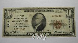 10 1929 Greenwood Mississippi Ms Monnaie Nationale Note Banque Bill Ch. N°7216 Vf+
