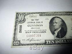 10 $ 1929 Gunnison Colorado Co Note De La Banque Nationale De Billets Bill Ch. # 2686 Vf