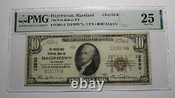 10 1929 Hagerstown Maryland MD Monnaie Nationale Bill #12590 Vf25 Pmg