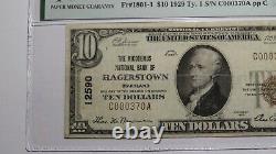 10 1929 Hagerstown Maryland MD Monnaie Nationale Bill #12590 Vf25 Pmg