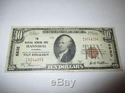 10 1929 $ Hannibal Missouri Mo Banque Nationale De Billets De Banque Note! Ch. # 6635 Vf