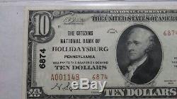 10 $ 1929 Hollidaysburg En Pennsylvanie Pa Banque Nationale Monnaie Note Bill Ch. 6874