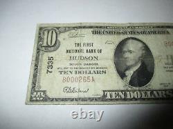 10 1929 Hudson Dakota Du Sud Sd Monnaie Nationale Banque Note Bill Ch. #7335 Fine
