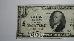10 1929 Huron Dakota Du Sud Sd Monnaie Nationale Banque Note Bill Charte #8841 Vf
