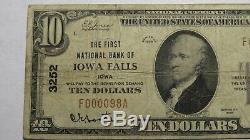 10 $ 1929 Iowa Falls Iowa Ia Banque Nationale Monnaie Note Bill! Charte # 3252 Rare
