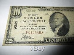 10 $ 1929 Jacksonville Floride Fl Banque De La Monnaie Nationale Note Bill Ch. # 9049 Amende